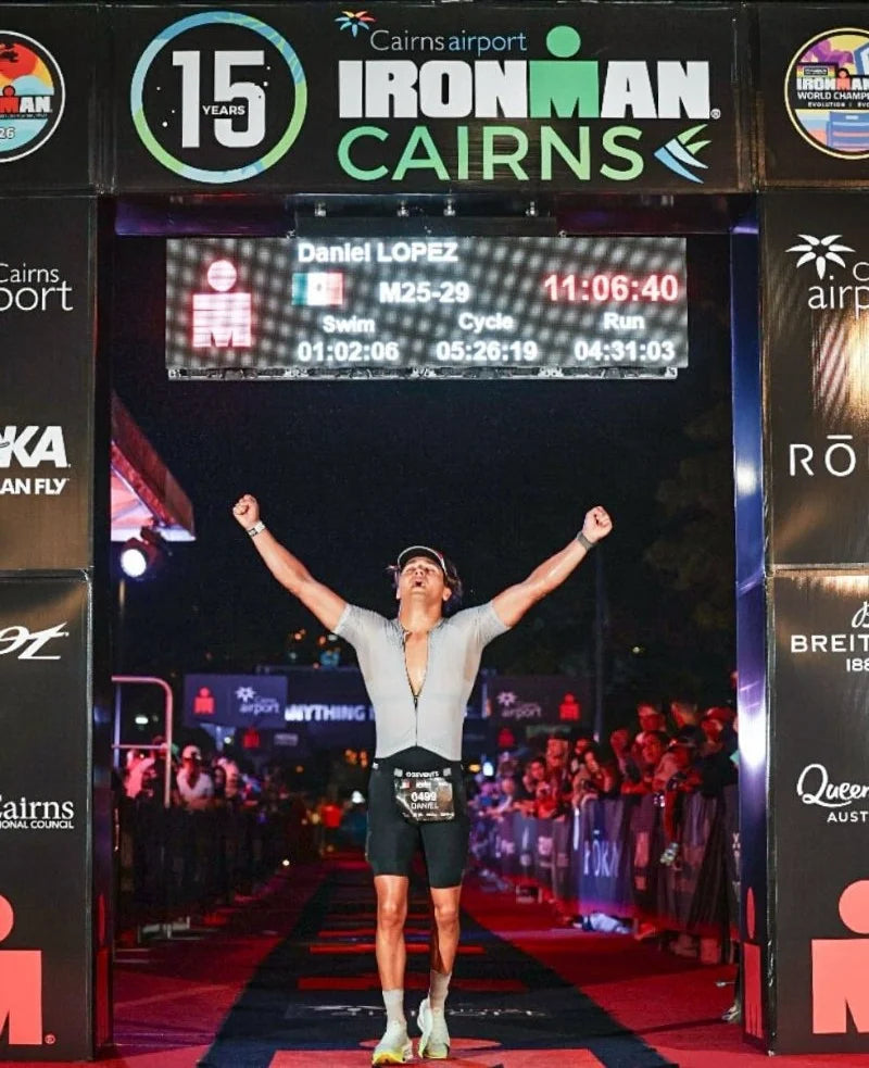Daniel Lopez finishing Ironman Cairns
