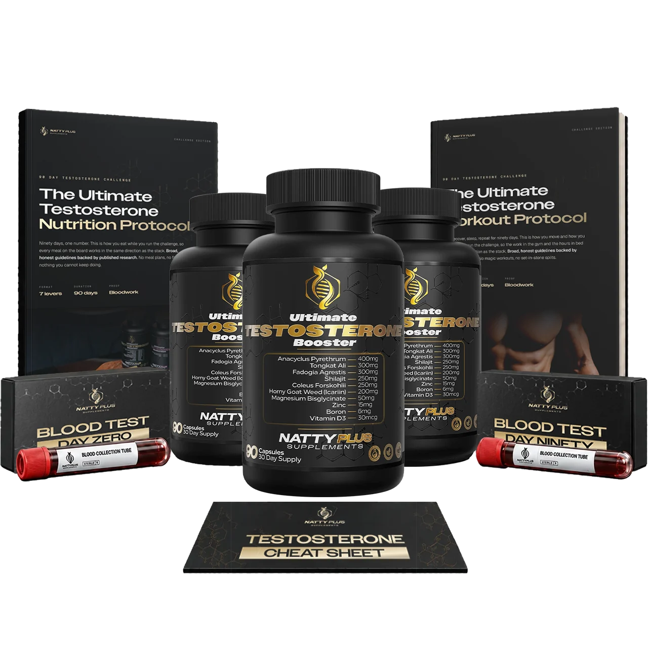 The 90-Day Challenge kit: 3 bottles, 2 blood tests, protocols and cheat sheet