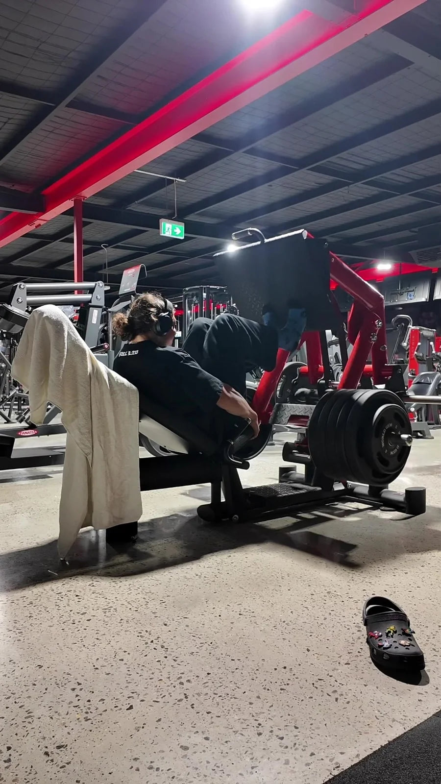 Rambo training late at night in an empty gym